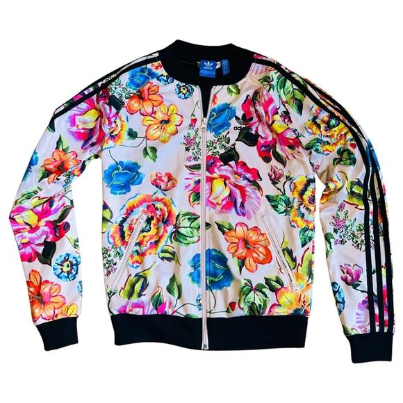 Adidas x Farm Rio Women’s Sz XS Floral Track Jacket Tropical Flotilla Full Zip - Picture 3 of 14